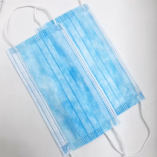 Mascarilla desechable de color azul de 3 capas no